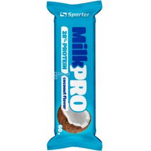 Sporter MILK PRO, 60 г, Батончик протеїновий Кокос Спортер