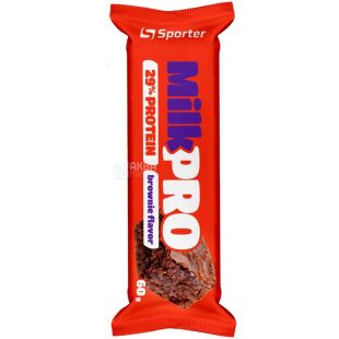 Sporter MILK PRO, 60 г, Батончик протеиновый Брауни Спортер