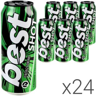Best Shot Original, Упаковка 24 шт. х 0,5 л, Напиток энергетический газированный Бест Шот, ж/б