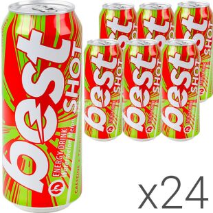 Best Shot Watermelon-Melon Упаковка 24 шт. х 0,5 л, Напиток энергетический Арбуз-Дыня газированный Бест Шот, ж/б