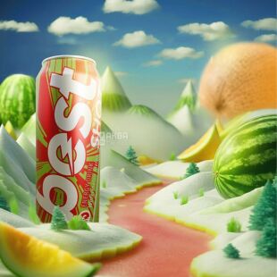 Best Shot Watermelon-Melon, 0,5 л, Напиток энергетический Арбуз-Дыня газированный Бест Шот, ж/б