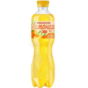 Моршинская Лимонада, 0,5 л, Напиток газированный сокосодержащий Апельсин-Персик, ПЭТ