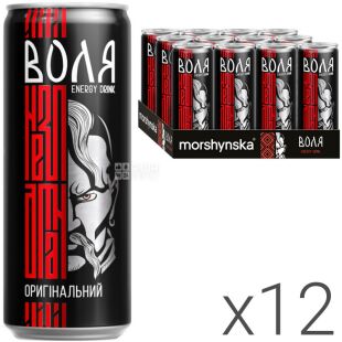 Моршинська, Воля, Упаковка 12 шт. х 0,33л, Напій енергетичний, газований