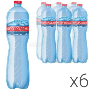 Миргородська, 1,5 л, Упаковка 6 шт., Вода мінеральна сильногазована, ПЕТ