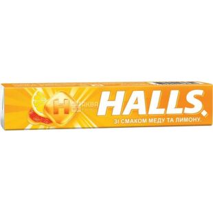 Halls, 25,2 г, Льодяники зі смаком меду та лимона, Холлс