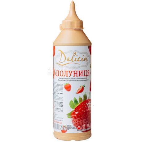 Delicia, Клубника, 600 г, Делиция, топпинг с фруктовым ароматом