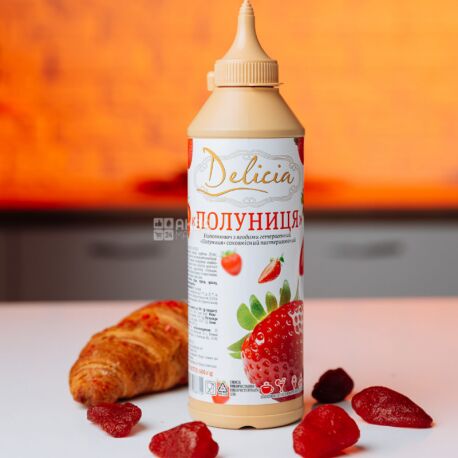 Delicia, Клубника, 600 г, Делиция, топпинг с фруктовым ароматом