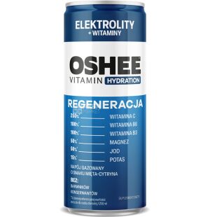 Oshee Vitamin Electrolytes+Vitamins, 0,25 л, Напиток изотонический витаминизированный газированный Оши, ж/б