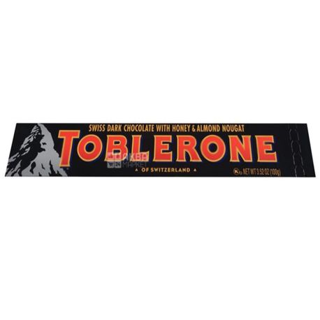 Toblerone, 100 г, Черный шоколад, С нугой из меда и миндаля