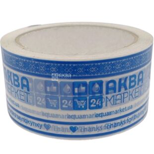 Скотч упаковочный брендированный, 48 мм х 100 м, ТМ АкваМаркет