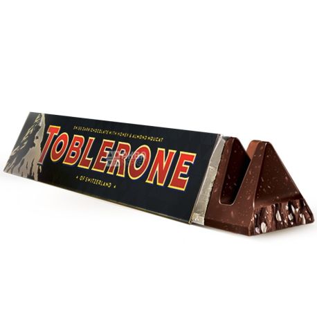Toblerone, 100 г, Черный шоколад, С нугой из меда и миндаля