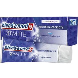 Blend-a-med 3D White, 75 мл, Зубная паста Отбеливающая Арктическая Свежесть Бленд-а-мед