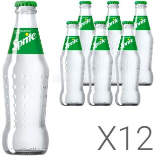 Sprite, Упаковка 12 шт. х 0,25 л, Напій газований Лимон-Лайм Спрайт, скло