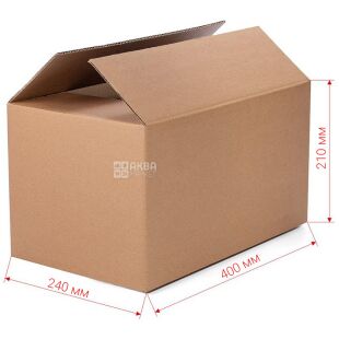 Коробка картонна чотириклапанна, 400х240х210 мм, Т22, до 5 кг, бура