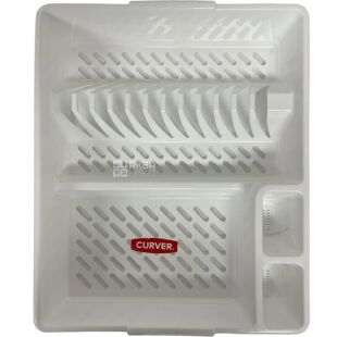 Curver, 45 см х 38 см х 8,8 см, Сушарка пластикова для посуду з піддоном Курвер, біла 
