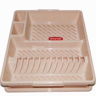 Curver, 45 см х 38 см х 8,8 см, Сушарка пластикова для посуду з піддоном Курвер, бежева