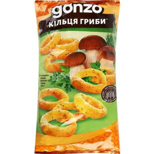 Gonzo, 150 г, Снеки кукурузные кольца со вкусом Грибов Гонзо