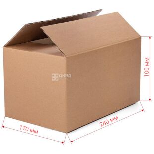 Коробка картонна чотириклапанна, 240х170х100 мм, Т22, до 1 кг, бура