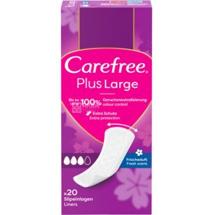 Carefree Plus Large Fresh, 20 шт., Прокладки гігієнічні щоденні без крилець Кефрі, ароматизовані