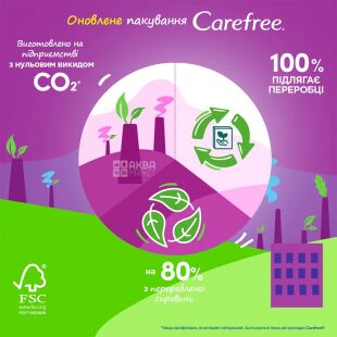 Carefree Plus Large, 36 шт., Прокладки гигиенические ежедневные без крылышек Кефри, ароматизированные