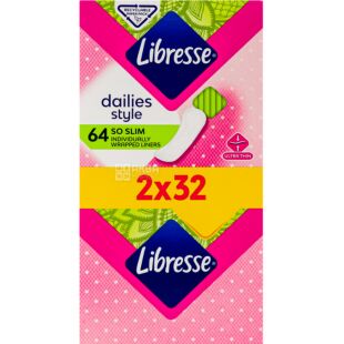 Libresse, Dailyfresh Normal, 64 шт, Ежедневные прокладки, ультратонкие