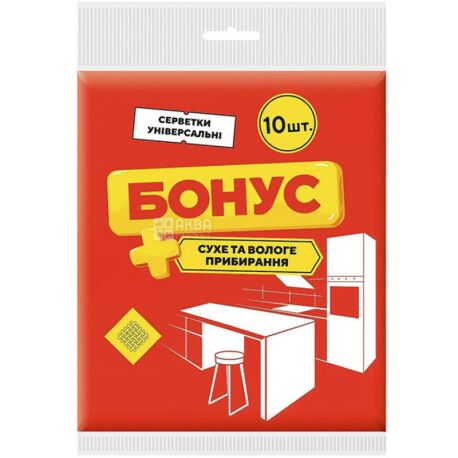 Файный Бонус, 10 шт., салфетки вискозные универсальные сухая и влажная уборка, 170 x 130 мм, в ассортименте