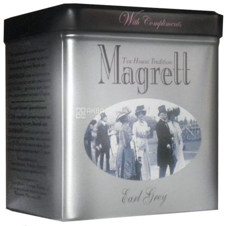 Magrett, 100 г, чай, черный, с бергамотом, Earl Grey, железная банка