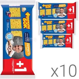 Фрекен Сторона Max, Упаковка 10 шт. х 6 шт., Губки кухонные, в ассортименте