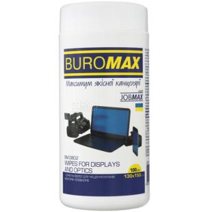 Buromax, 100 шт., Серветки для оргтехніки, поверхонь і офісних меблів Буромакс