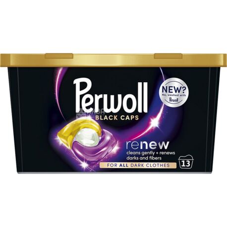 Perwoll Renew & Care Caps, 13 pcs, Laundry capsules, for dark and black clothes