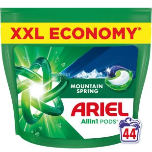 Ariel All-in-1 Economy, 44 шт., Капсулы для стирки белой и цветной одежды, Ариэль Горный источник 