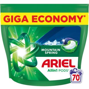 Ariel Pods All-in-1 Mountain Spring Economy, 70 шт., Капсули для прання універсальні Гірське джерело Аріель