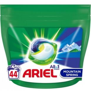 Ariel Pods All-in-1 Mountain Spring, 44 шт., Капсули для прання універсальні Гірське джерело Аріель