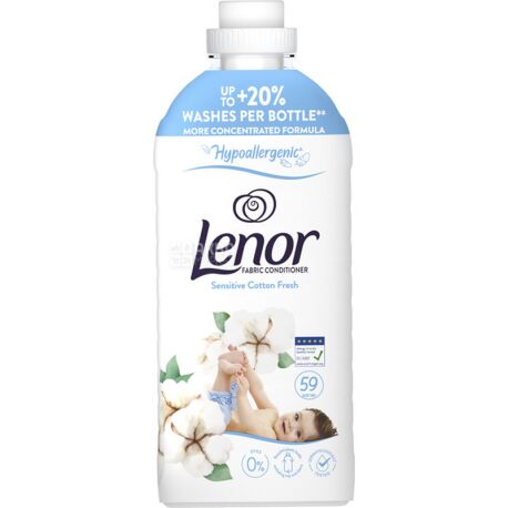 Lenor Sensitive Cotton Fresh, 1,239 л, Кондиционер для стирки Свежесть хлопка, Ленор