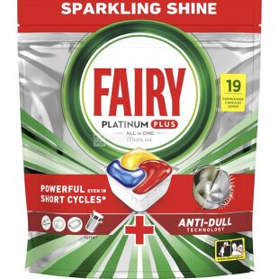 Fairy Platinum Plus All in One Lemon, 19 шт., Таблетки для посудомийних машин Фейрі