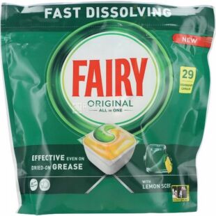 Fairy Original, 29 шт., Таблетки для посудомоечных машин Фейри, Лимон