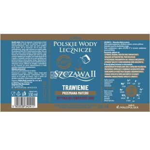 Szczawa II Trawienie, Вода Пищеварение, минеральная лечебная 0,33 л газированная, (Щава II) Польские минеральные воды