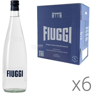 Fiuggi, Sparkling, Упаковка 6 шт. х 0,75 л, Минеральная вода слабогазированная, Фьюджи, стекло