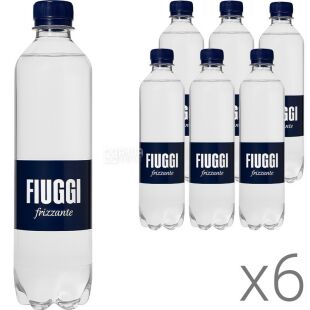 Fiuggi, Sparkling, Упаковка 6 шт. х 0.5 л, Вода мінеральна лікувальна слабогазована, Ф'юджі, ПЕТ