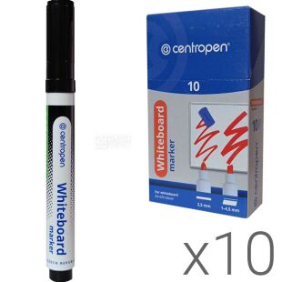 Centropen, упаковка 10 шт., Маркер для досок, черный, 2,5 мм