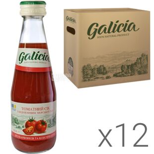 Galicia, Упаковка 12 шт. х 0,3 л, Галіція Сік Томатний з морською сіллю, відновлений