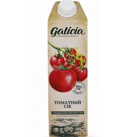 Galicia, 1 л Сок натуральный Томатный с морской солью Галиция, восстановлен