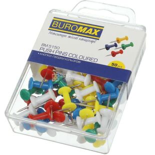 Buromax, 50 шт, Кнопки-цвяшки, BM5150, Асорті