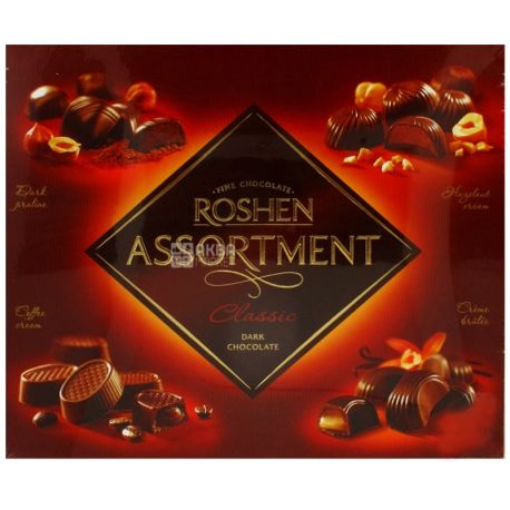 Roshen, 154 г, конфеты, в черном шоколаде, Assortment Classic