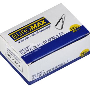 Buromax, Скріпки нікельовані трикутні, 25 мм, 100 шт