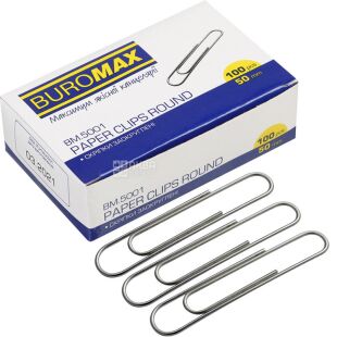 Buromax, Скріпки нікельовані, 50 мм, 100 шт
