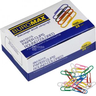Buromax, Скріпки кольорові круглі, 28 мм, 100 шт