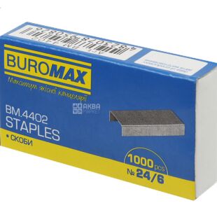 Buromax, 1000 шт., Скобы для степлера, № 24/6