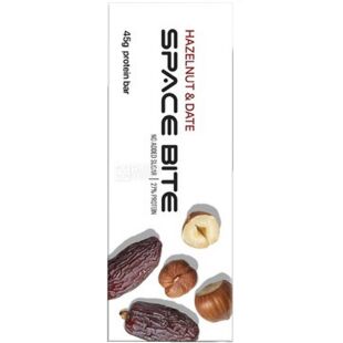 Space Bite Hazelnut-Date, 45 г, Спейс Бит, Батончик протеиновый Фундук-Финик, без сахара