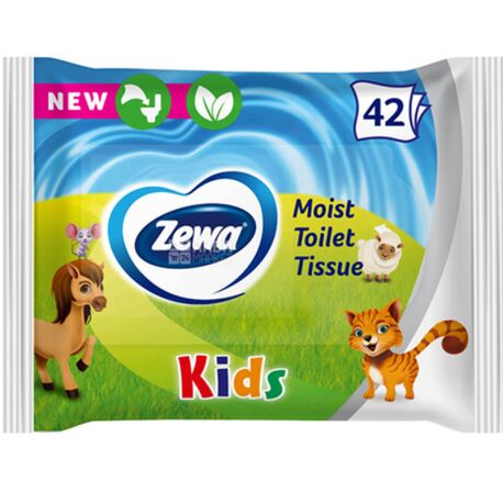 Zewa Kids, 42 листа, Влажная туалетная бумага Зева Кидс